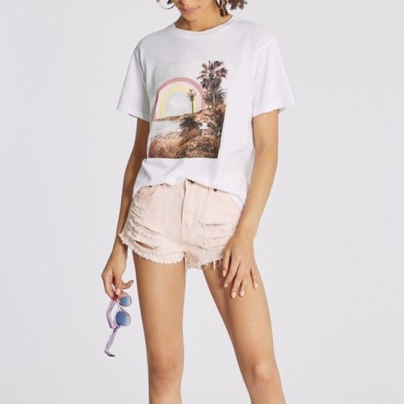 Wildfox Tops - Wildfox Rainbow Coast Keke Graphic Tee